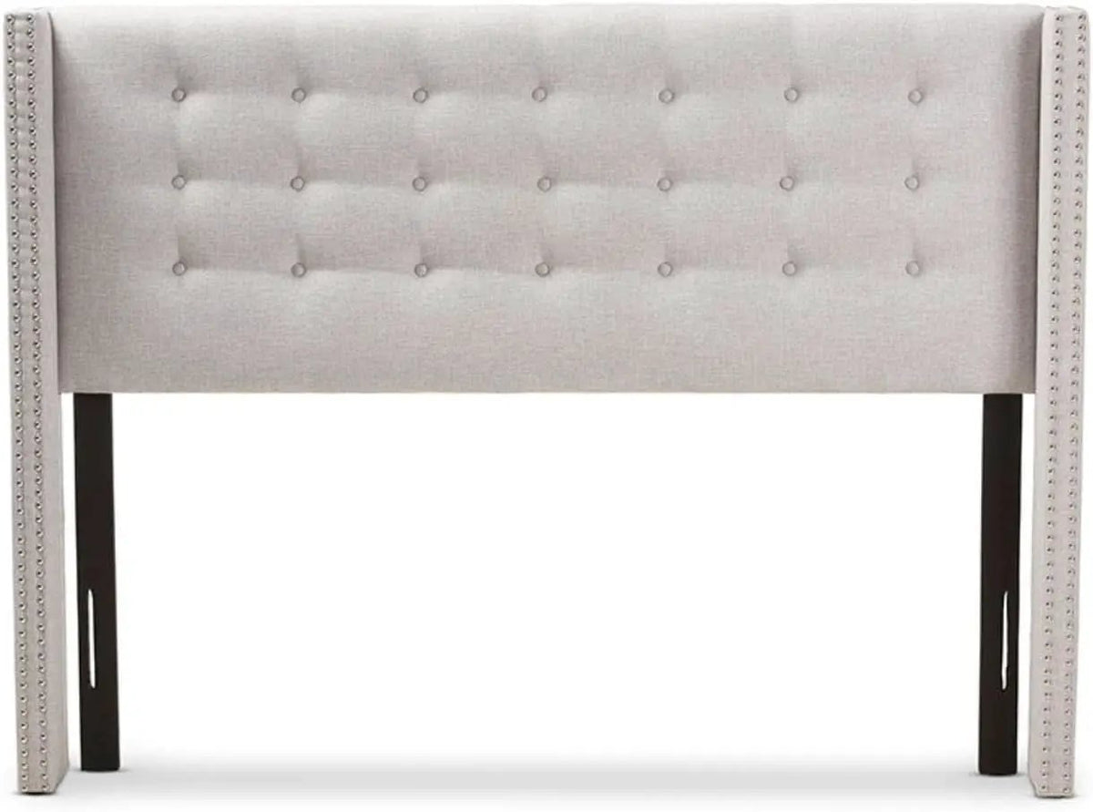 Modern Greyish Beige Winged Tufted Fabric Queen Headboard from PriceLows™