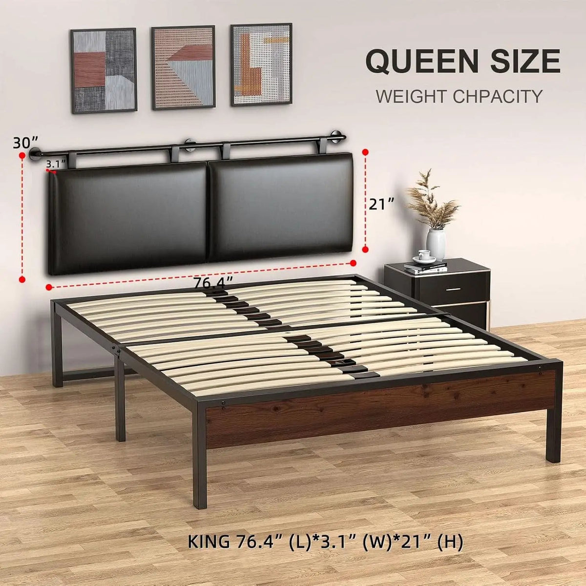 Modern King Size PU Leather Wall Mounted Headboard from PriceLows™