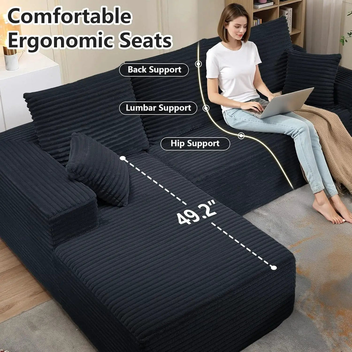 Modern L-Shape Cloud Sectional Couch for Living Room from PriceLows™