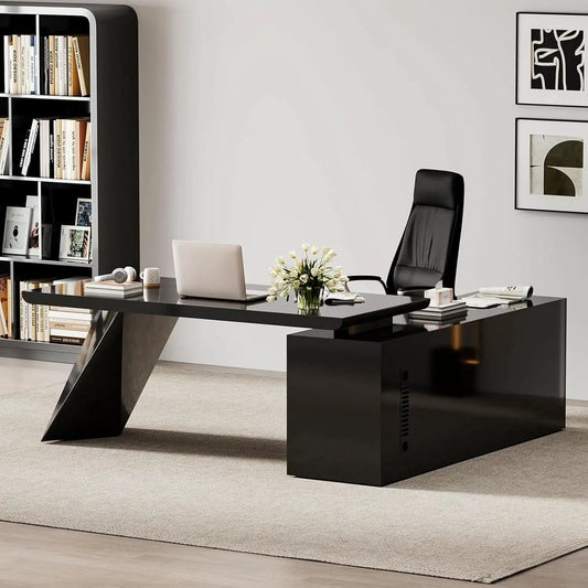 Modern L Shape Executive Desk With Drawers And Cabinet from PriceLows™