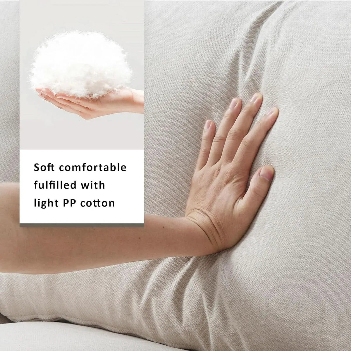 Modern L Shaped Beige Cloud Sofa With Convertible Ottoman from PriceLows™