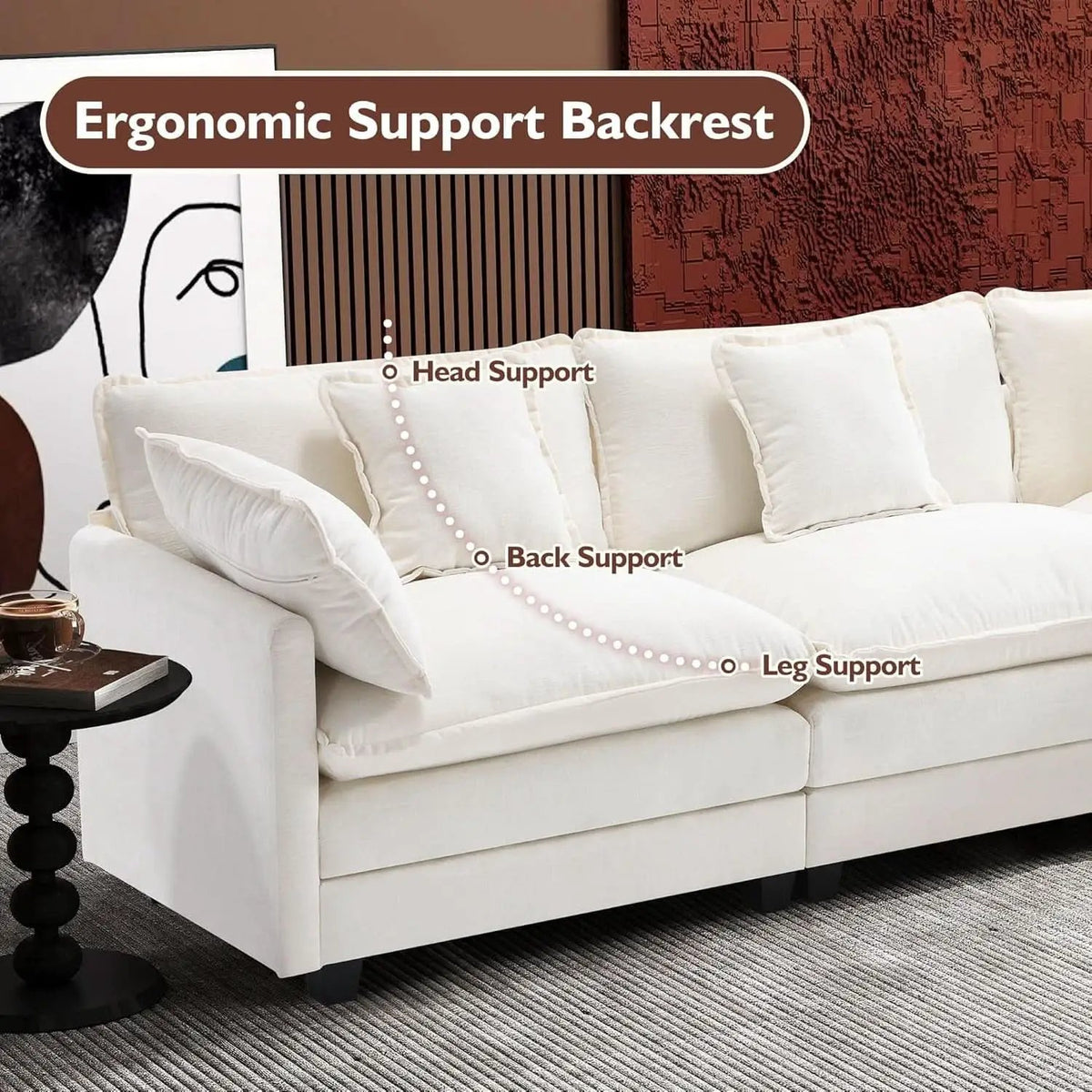 Modern L Shaped Cloud Sofa with Ottoman for Comfort from PriceLows™