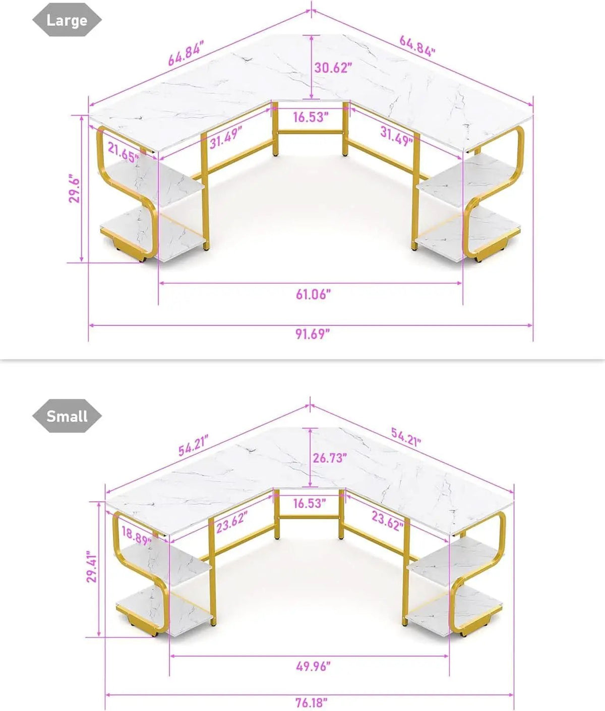 Modern L Shaped Desk with Large Shelves for Office from PriceLows™