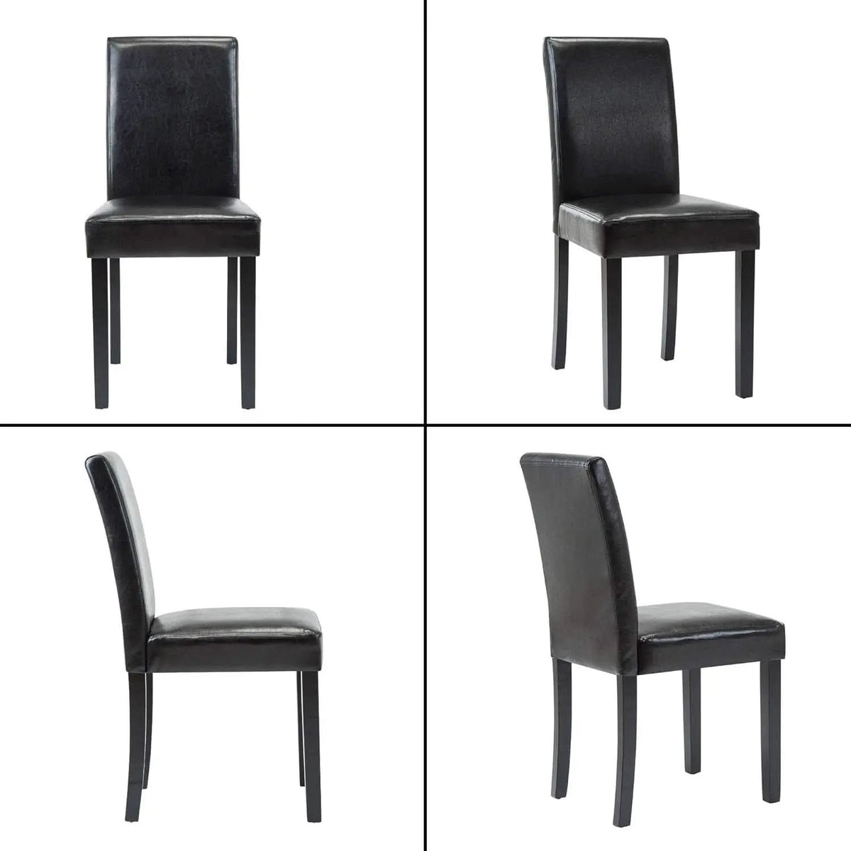 Modern PU Upholstered Dining Chairs Black Cushioned Seats from PriceLows™