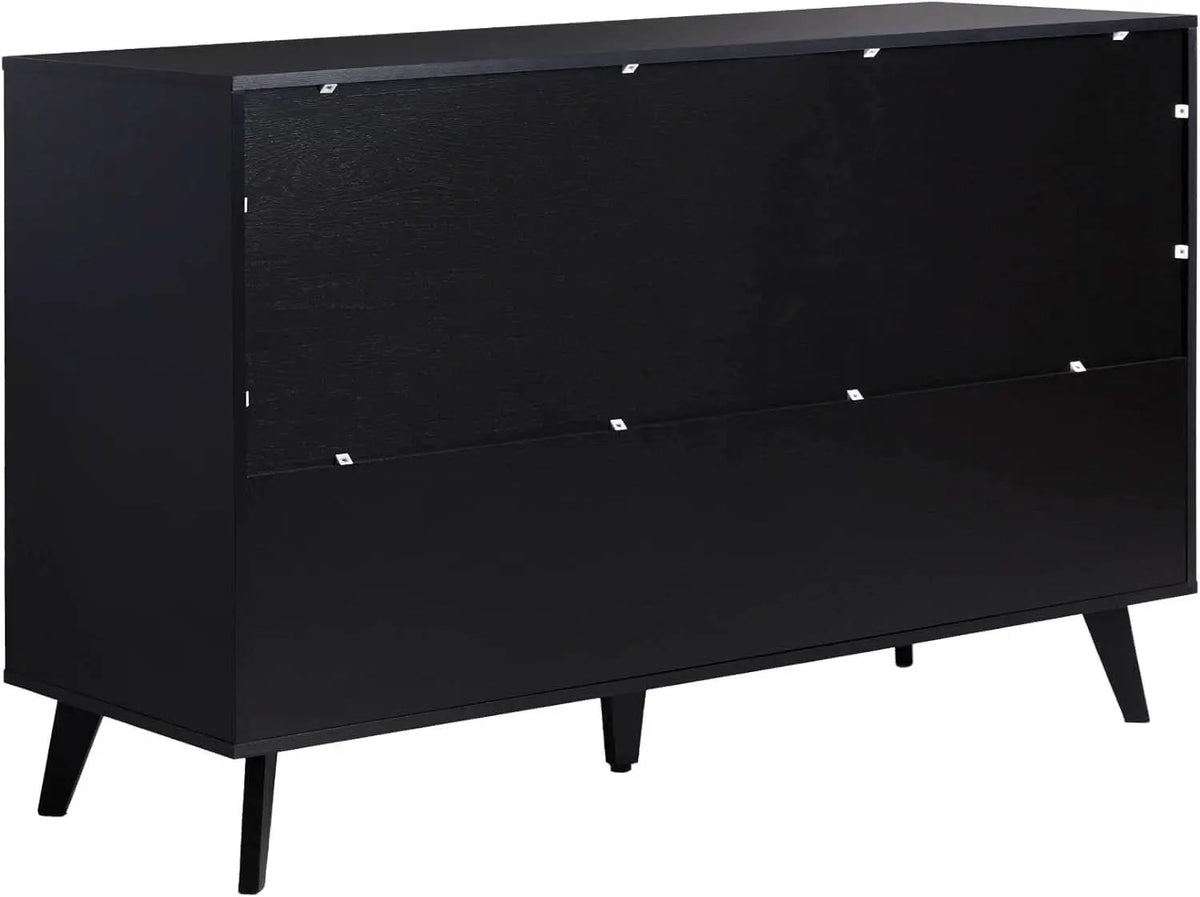 Modern Six Drawer Dresser Black 52 Inch Bedroom Storage from PriceLows™