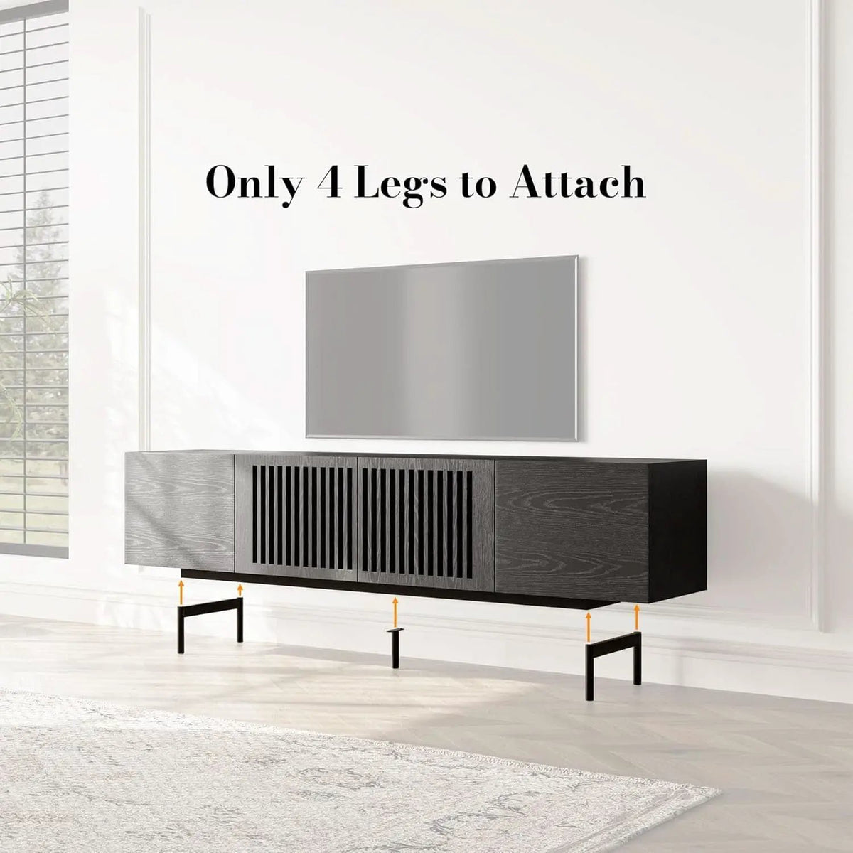 Modern Solid Wood TV Stand For 70 To 75 Inch TVs Black from PriceLows™