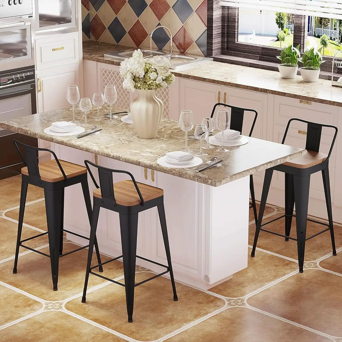 Modern Stackable Metal Bar Stools Set of Four from PriceLows™