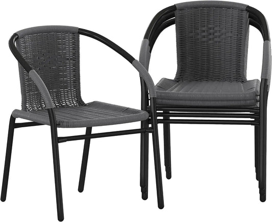 Modern Stackable Rattan Dining Chairs Set for Outdoor from PriceLows™