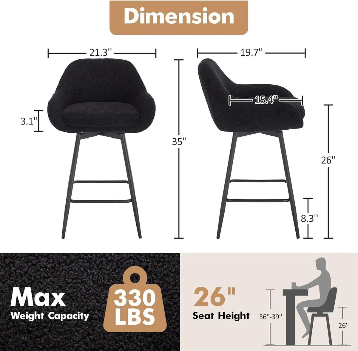 Modern Swivel Bar Stools Set of Two Comfortable Design from PriceLows™