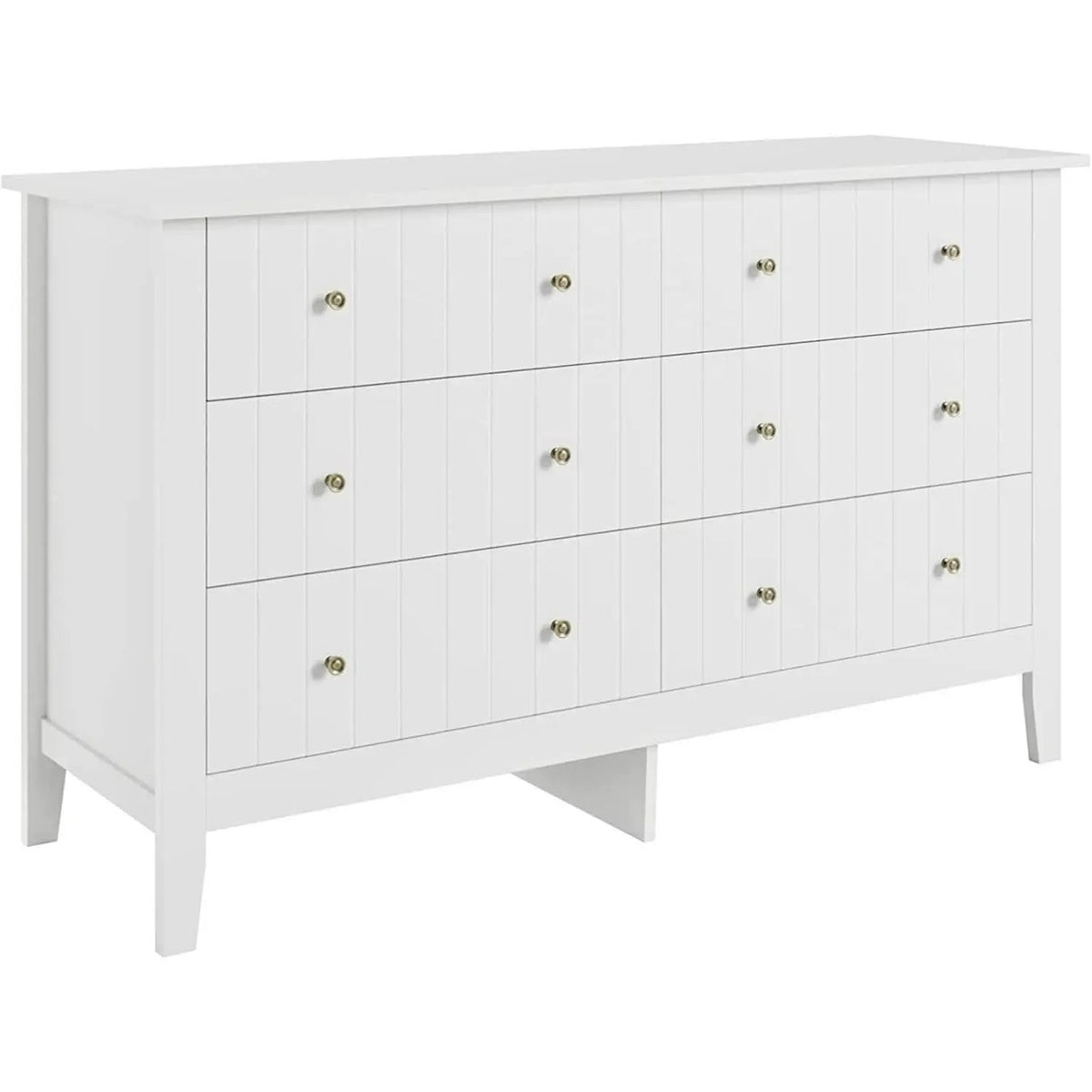Modern White 52.4 Inch Wide 6 Drawer Dresser Chest Storage from PriceLows™