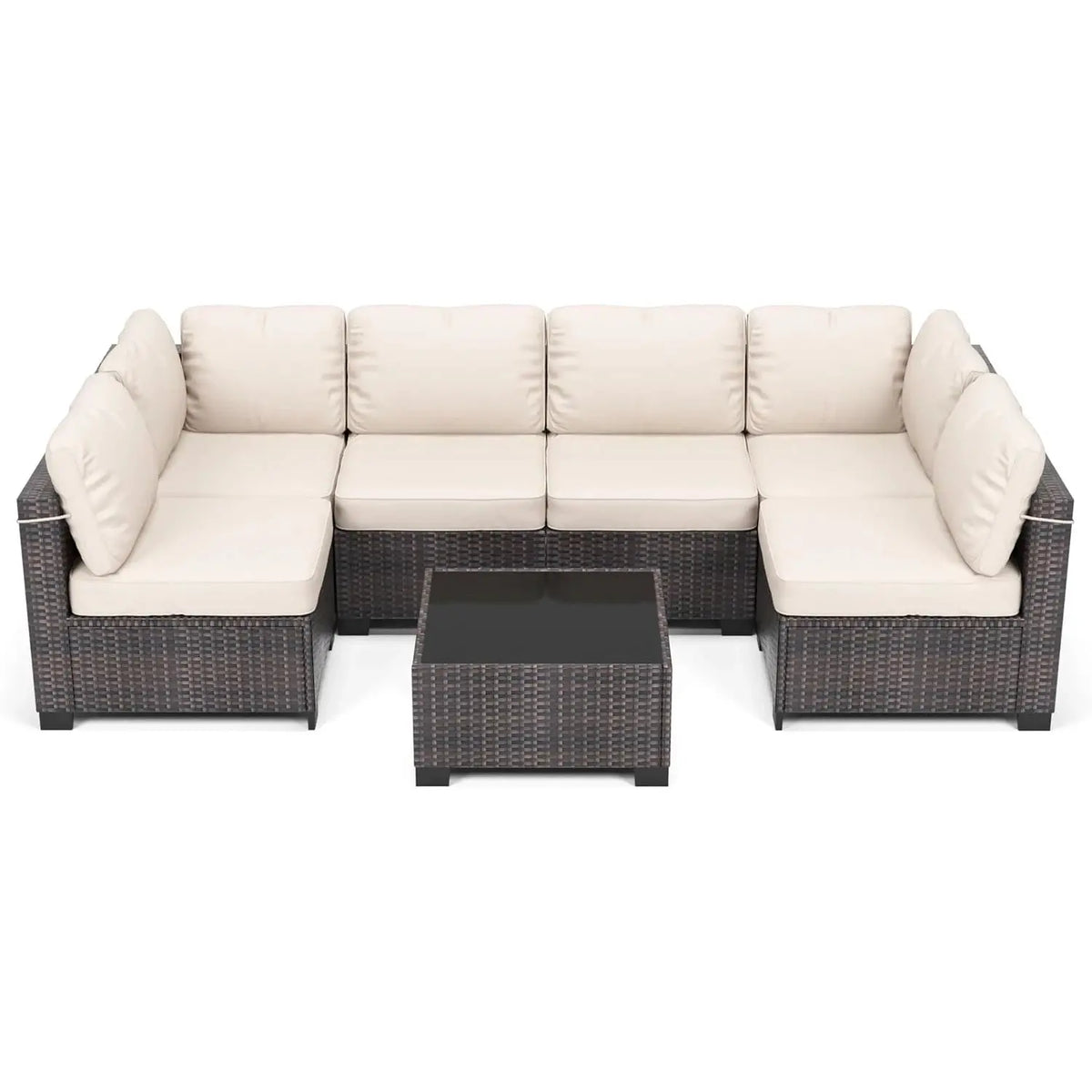 7-Piece Modular Outdoor Furniture Set, PE Rattan Wicker Sectional Modular Conversation Sofa Set, Perfect For Garden Balcony from PriceLows™