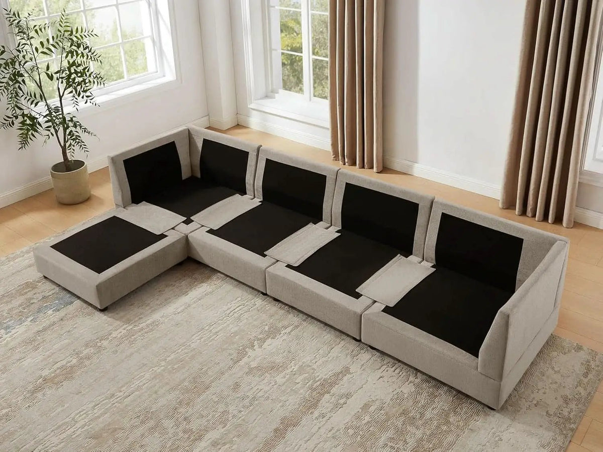 127 Inch Taupe Contemporary Modular Sectional Sofa from PriceLows™