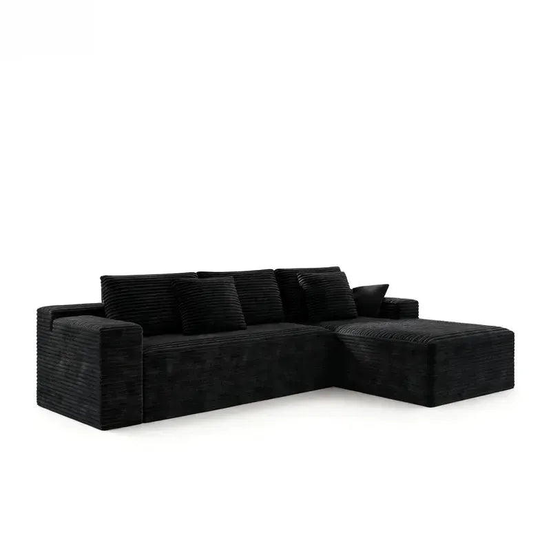 Modular Sectional Sofa Seat, Upholstered Compressed Couch for Living Room Bedroom Apartment, 2PC Free Combination, Plush Corduroy Fabric, Black from PriceLows™