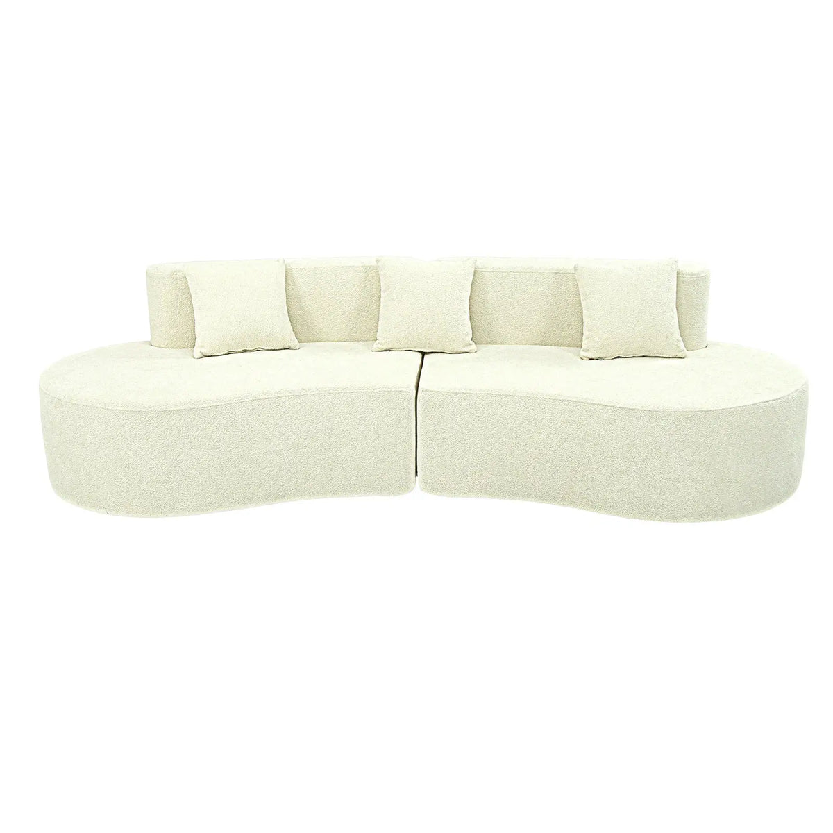 US Modern Curved Couch 4 Seat Minimalist Elegant Half Moon Sofa Compressed Modular Sectional Sofa Home Living Room Cream White from PriceLows™