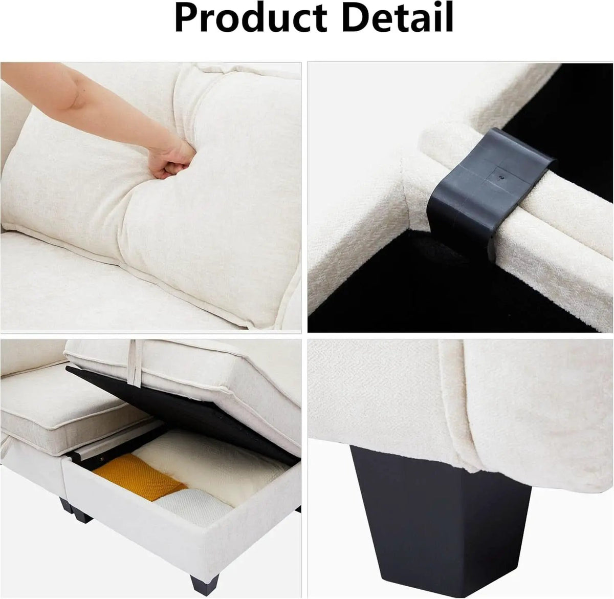 Beige Modular Sectional Sofa Featuring Sleeper Storage from PriceLows™