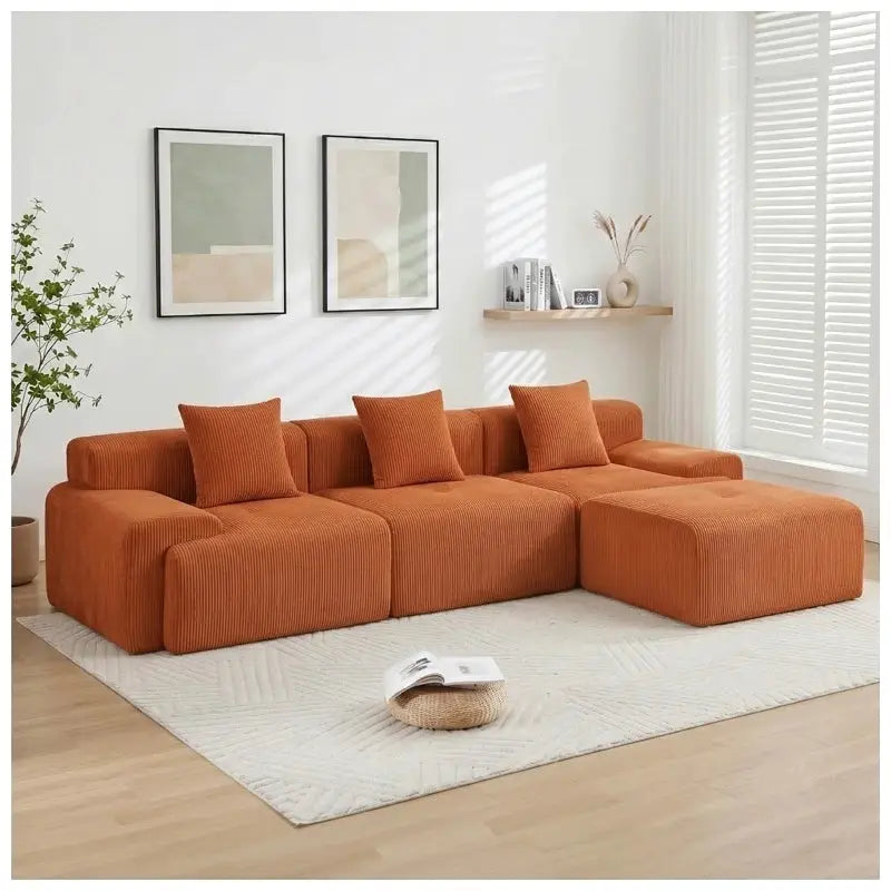Modular Sectional Sofa | 118 Inch | L Shaped With Movable Ottoman | Beige from PriceLows™