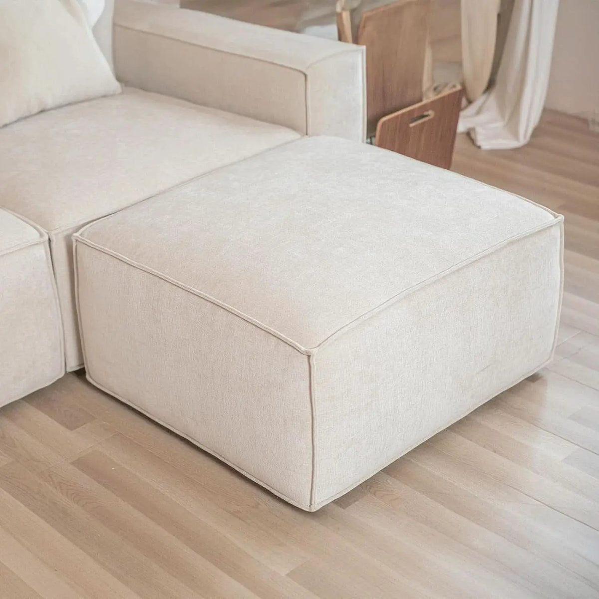 Modular Sectional Sofa Set Linen Cream With Ottoman And Chaise from PriceLows™