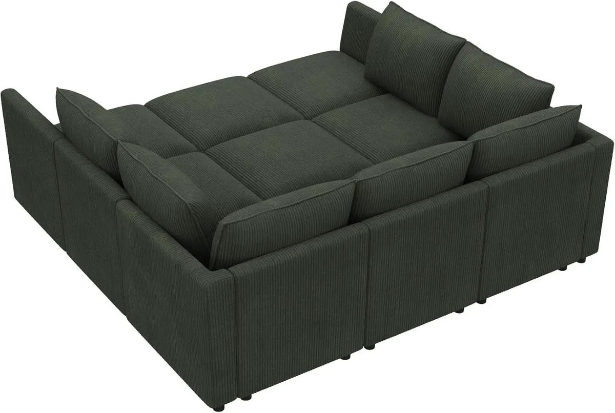 Emerald Green Modular Sleeper Sofa With Hidden Storage Compartment from PriceLows™