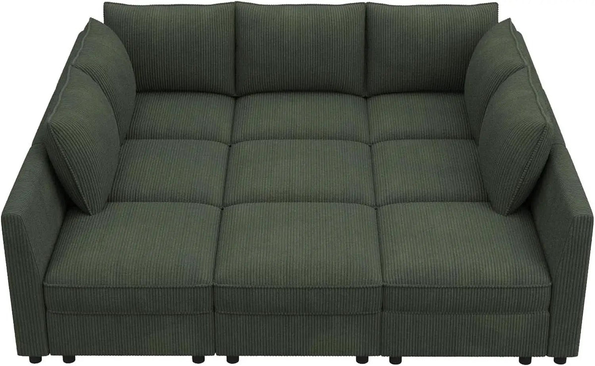 Emerald Green Modular Sleeper Sofa With Hidden Storage Compartment from PriceLows™
