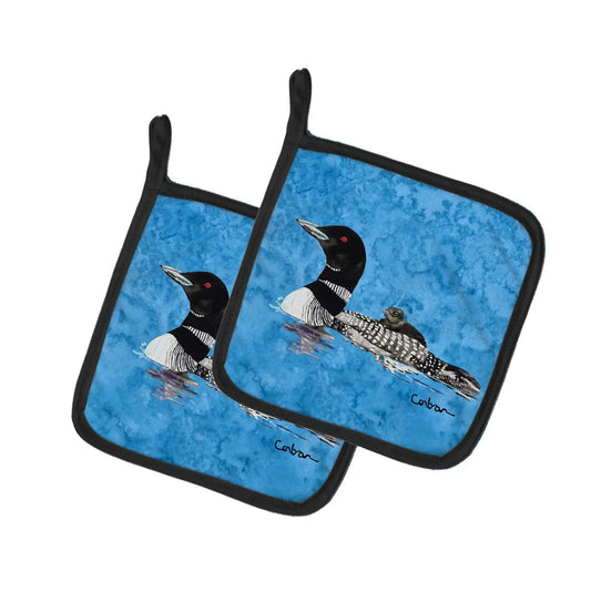 Pot Holder Set of 2 | Heat Resistant Quilted Hot Pads | 7.5 x 7.5 Inch | Momma and Baby Loon