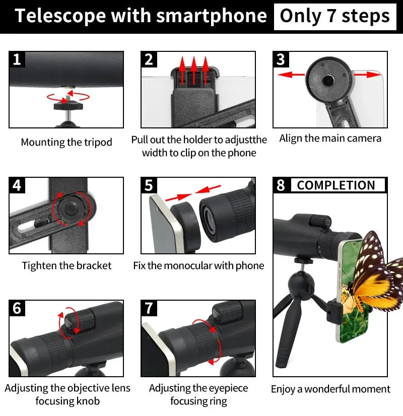 Monocular Telescope | 10-30x Zoom with Phone Clip | PriceLows™