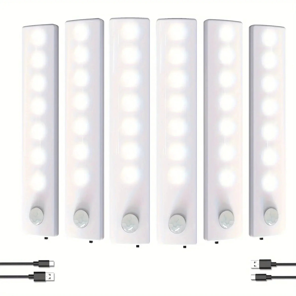 Under Cabinet Lights 6 Pack Motion Sensor Light Indoor LED USB-C Rechargeable Battery Operated Stick-On Light for Kitchen Night from PriceLows™