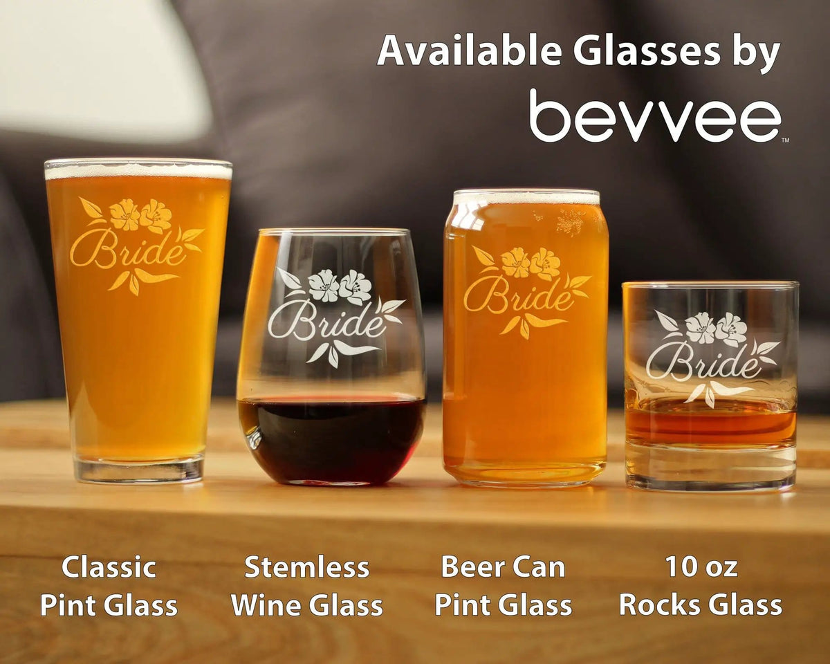 Etched Pint Glass | 16 oz Beer Glass | Dishwasher Safe | Bride