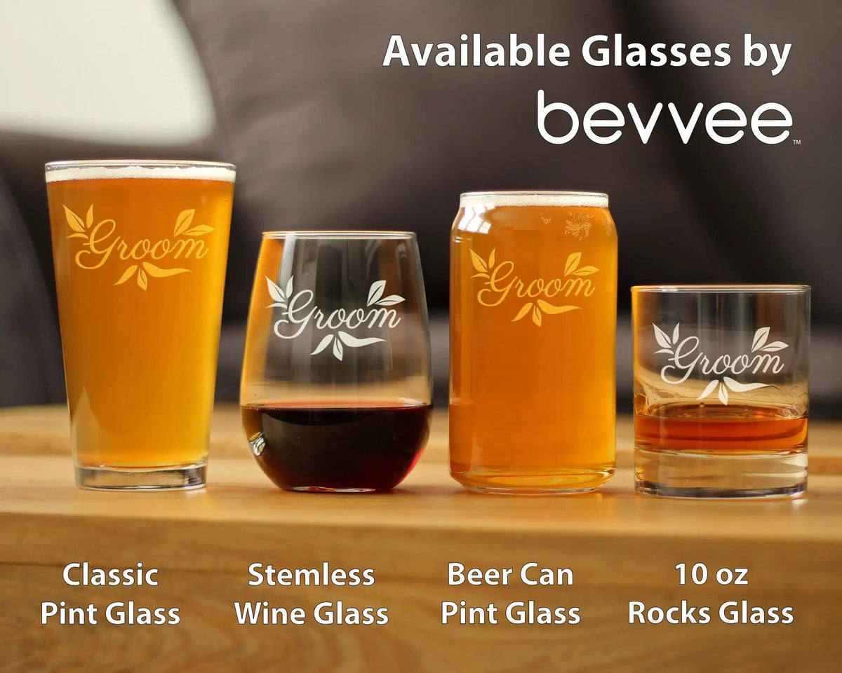Etched Pint Glass | 16 oz Beer Glass | Dishwasher Safe | Groom