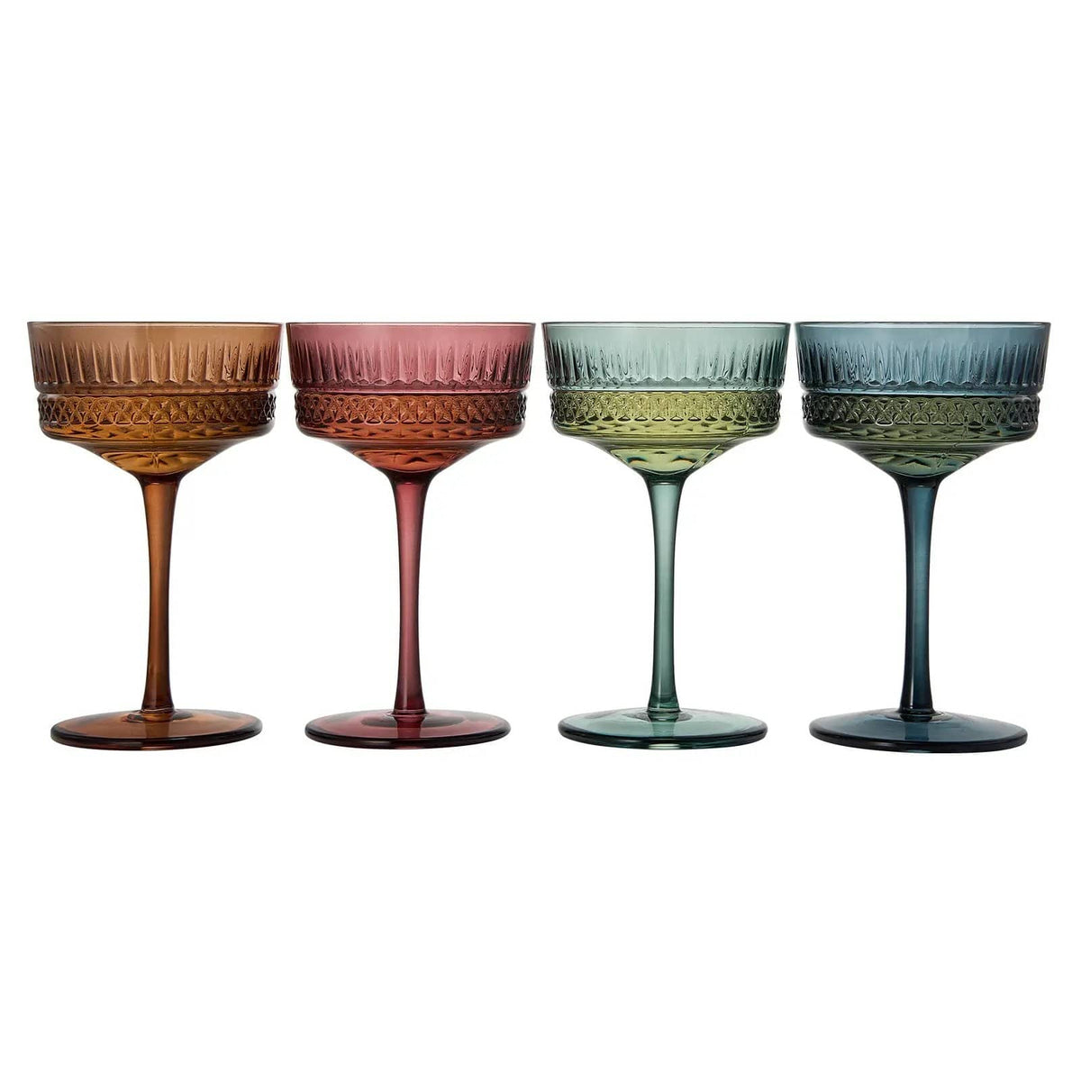 Tonal Crystal Champagne Coupe, Cocktail Glassware | 9.6 oz | Set of 4 | Crystal