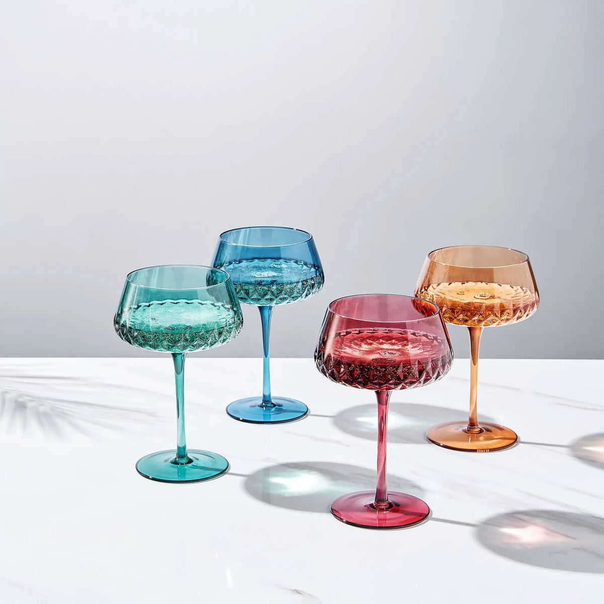 Tonal Crystal Champagne Coupe Cocktail Glassware | 10 oz | Set of 4 | Crystal