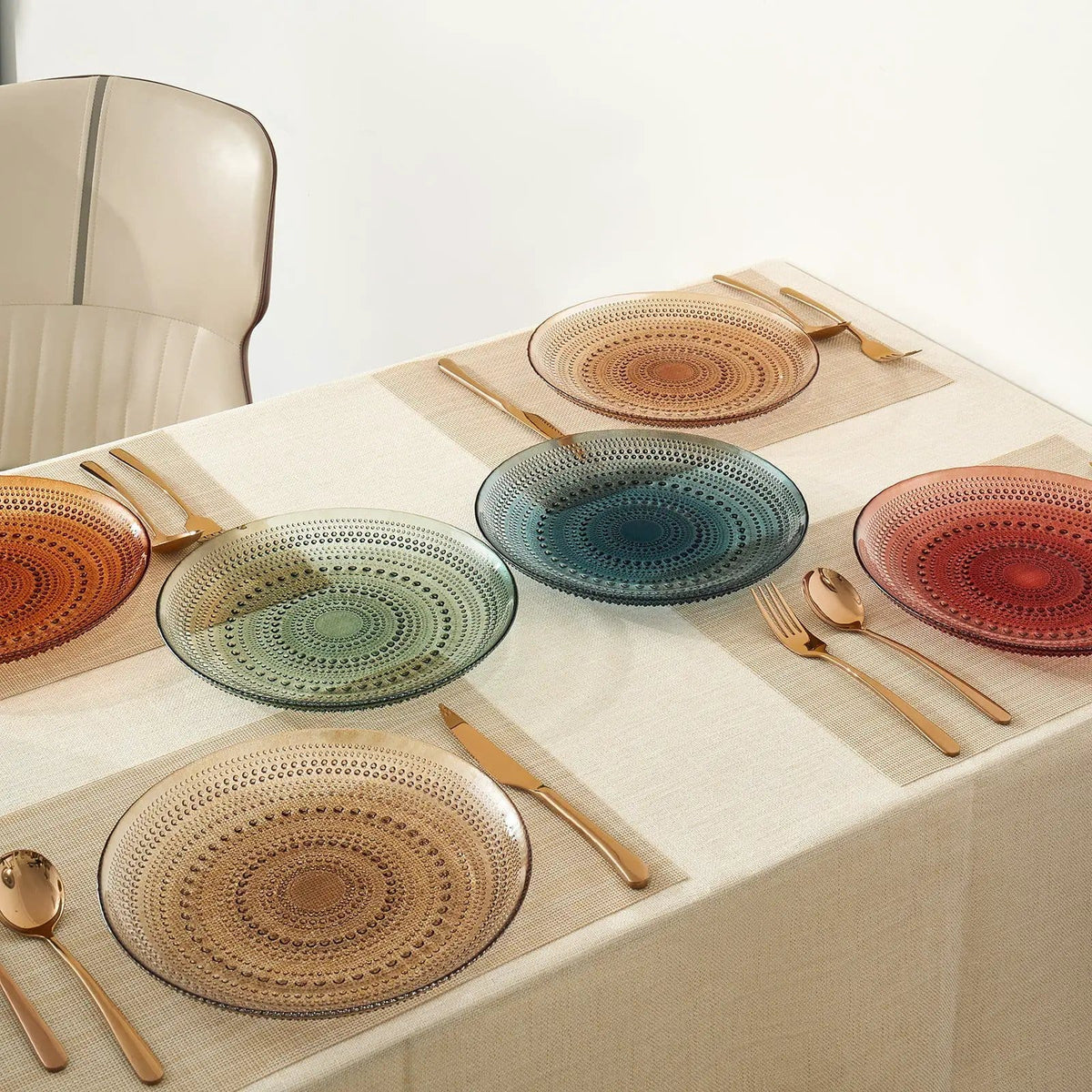 Tonal Hobnail Glass Plate | Set of 6 | Glass | Entertaining