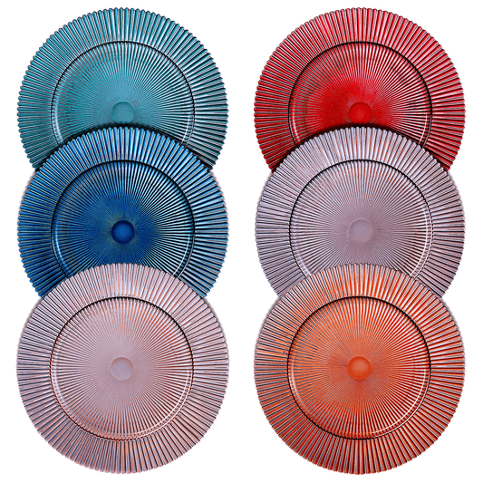 Tonal Ribbed Glass Plate | Set of 6 | Glass | Entertaining