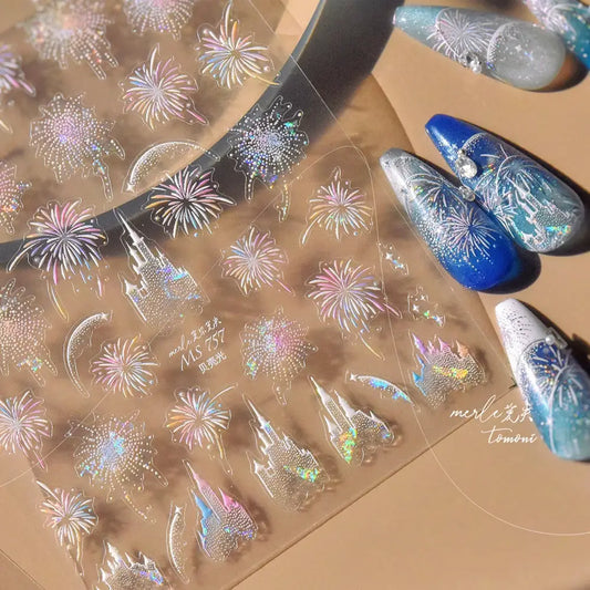 Nail Art Sticker 5D Glitter Castle | PriceLows™