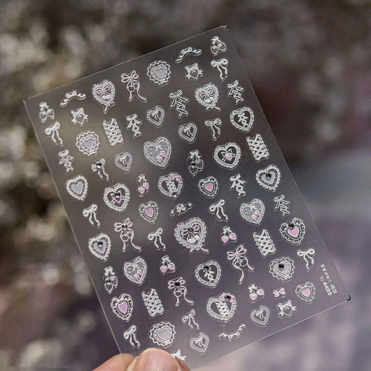 Lovely Heart Strawberry Cherry Bowknot Lace Lolita Crystal Rhinestone Line Rococo Chic Adhesive Nail Art Sticker Manicure Decals from PriceLows™