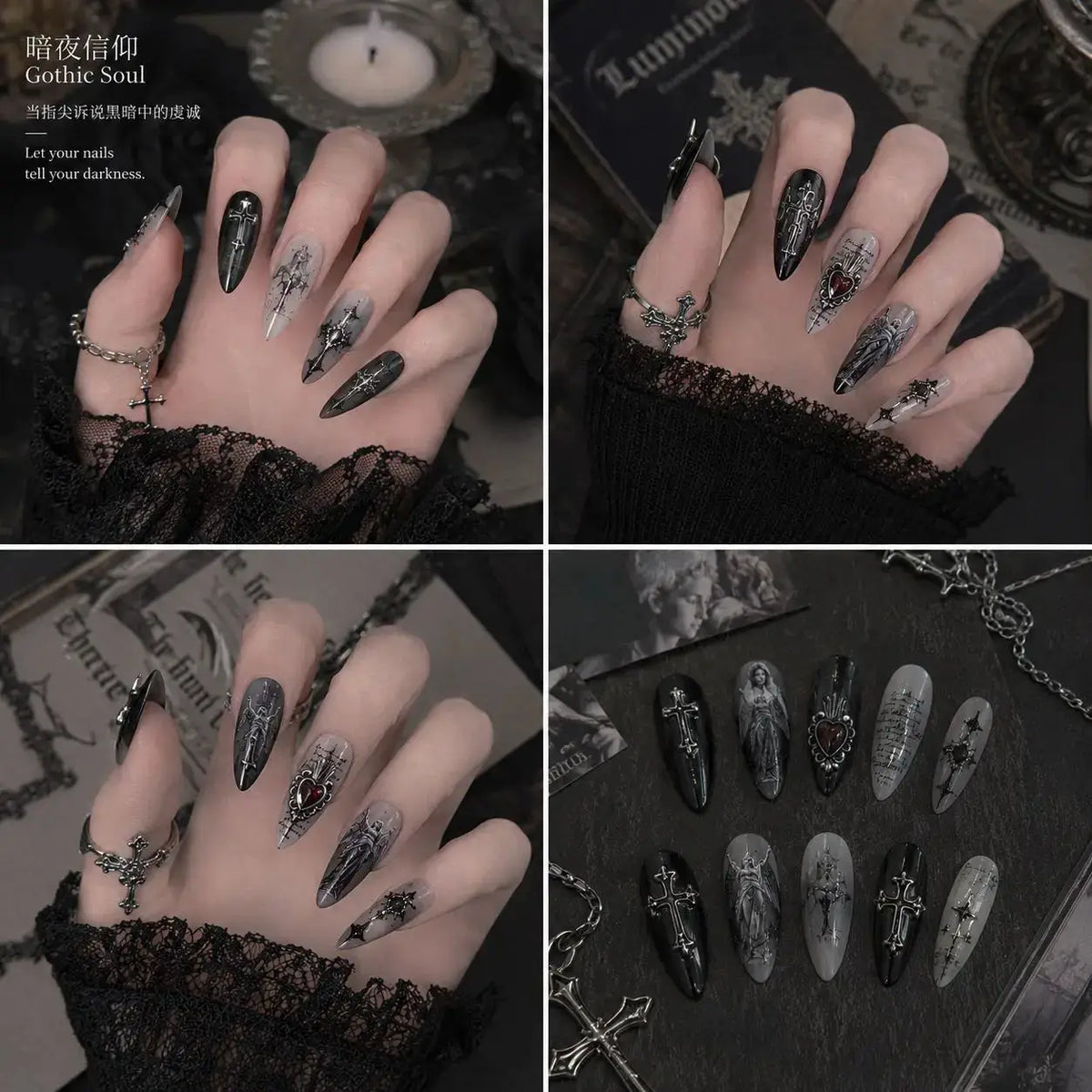 5D Metal Cupid Angel Nail Art Stickers Retro Baroque Cross Y2K Self-adhesive Nail Art Decals Gothic Vintage Style Manicure DIY from PriceLows™