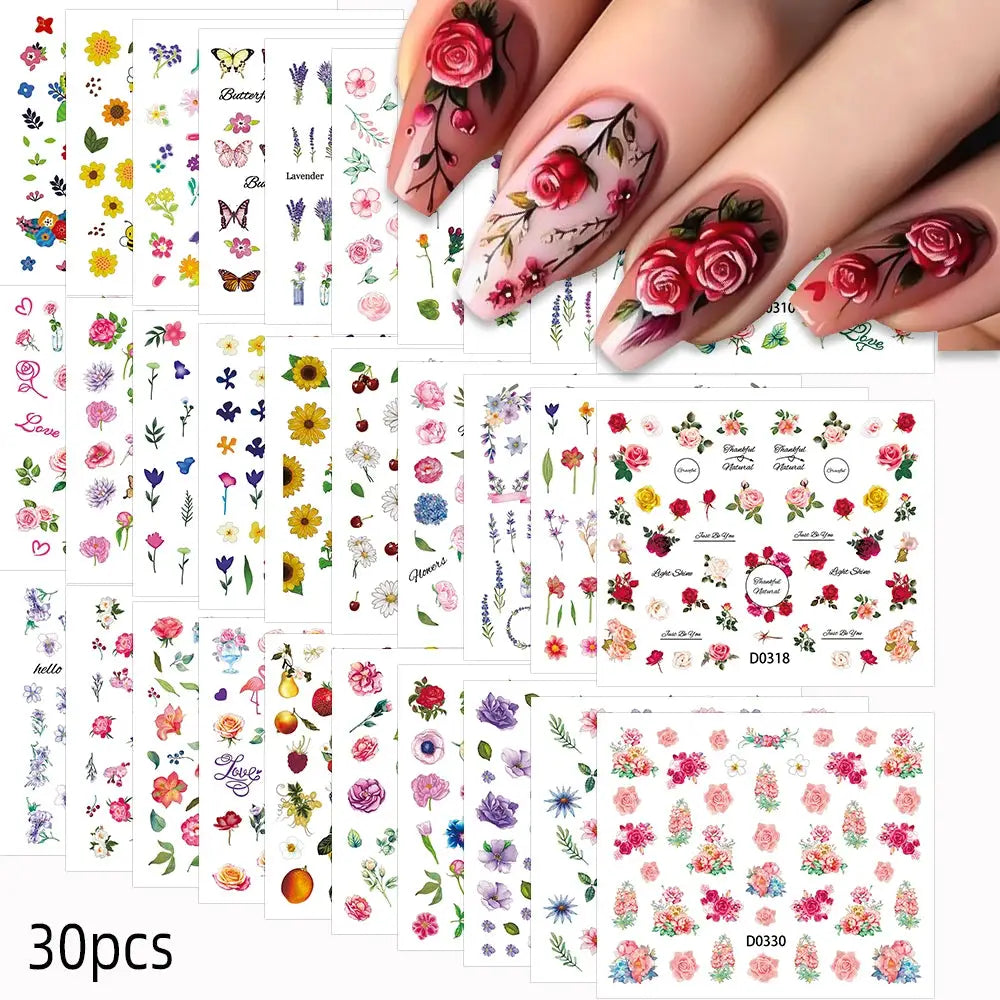 Nail Decals 3D Floral Mix Sheets 30/60/90 | PriceLows™