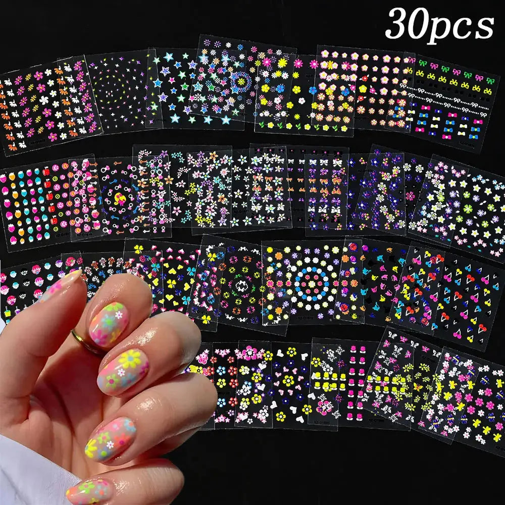 Nail Decals 3D Floral Mix Sheets 30/60/90 | PriceLows™