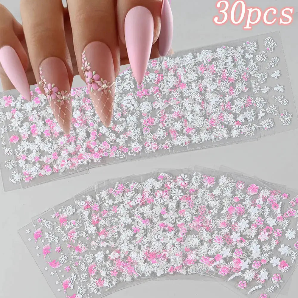 Nail Decals 3D Floral Mix Sheets 30/60/90 | PriceLows™
