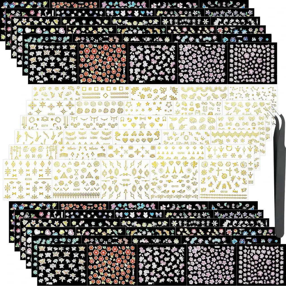 Nail Decals 3D Floral Mix Sheets 30/60/90 | PriceLows™