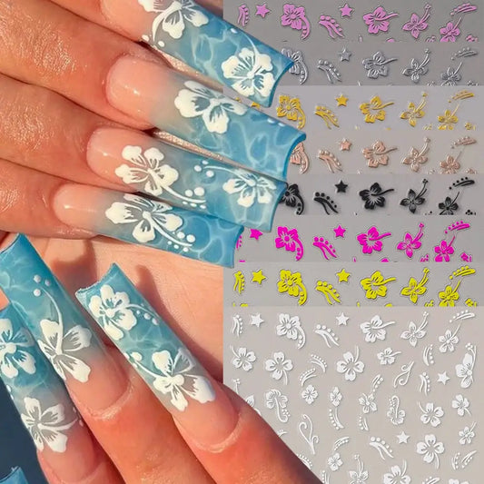 Nail Stickers | 3D Hibiscus Flowers | PriceLows™