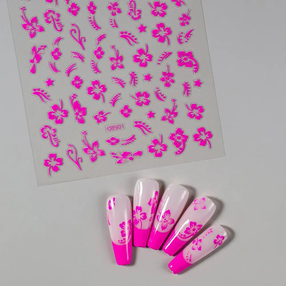 Nail Stickers | 3D Hibiscus Flowers | PriceLows™