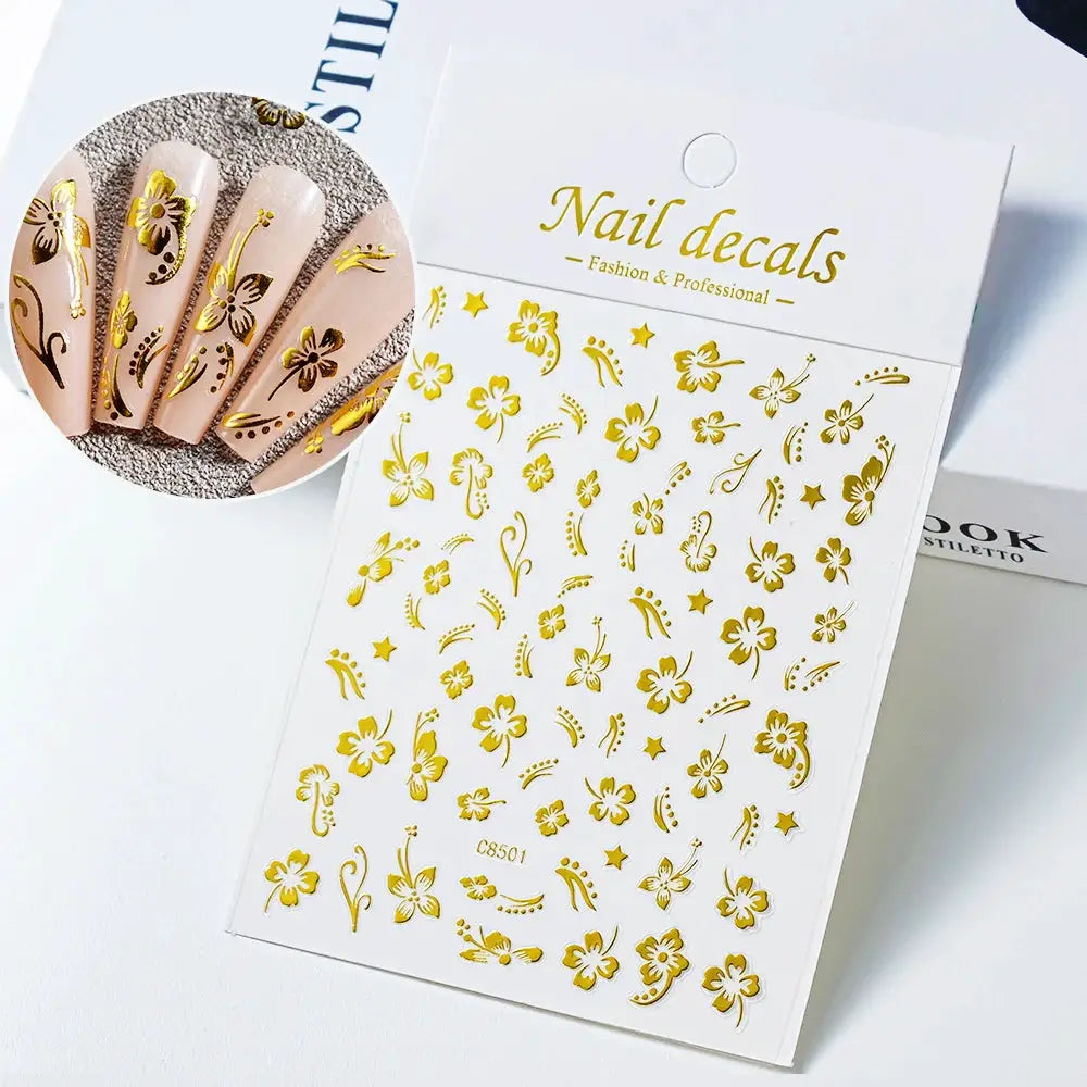 Nail Stickers | 3D Hibiscus Flowers | PriceLows™
