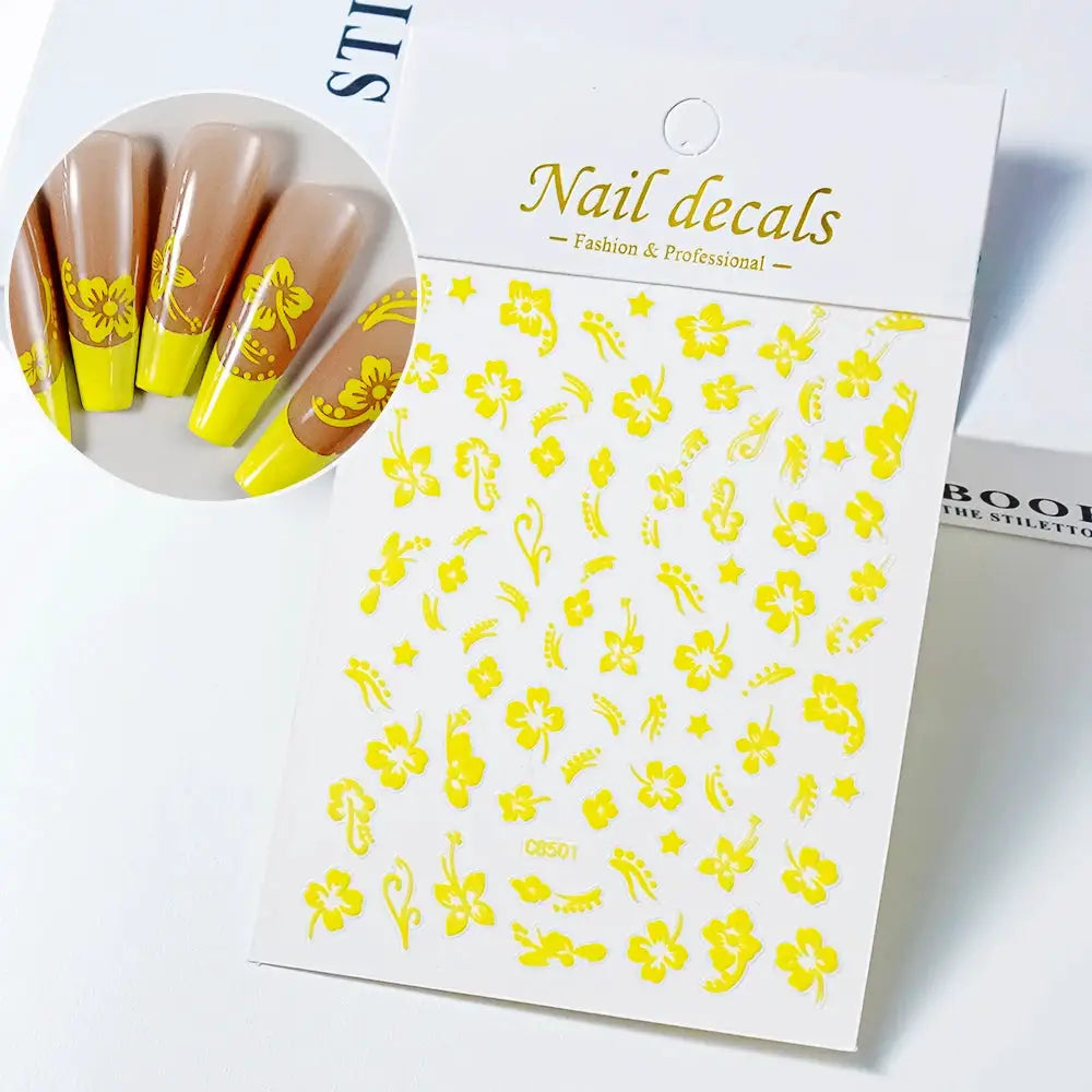 Nail Stickers | 3D Hibiscus Flowers | PriceLows™