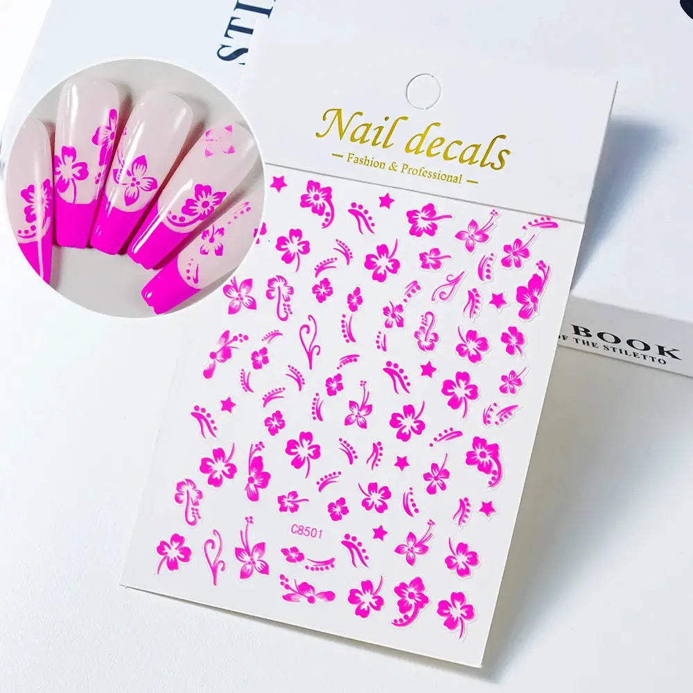 Nail Stickers | 3D Hibiscus Flowers | PriceLows™