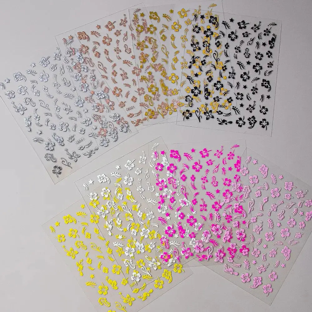 Nail Stickers | 3D Hibiscus Flowers | PriceLows™