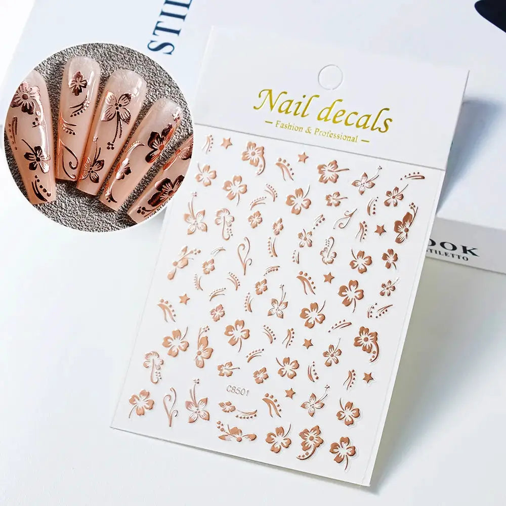 Nail Stickers | 3D Hibiscus Flowers | PriceLows™