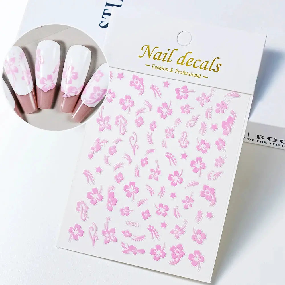Nail Stickers | 3D Hibiscus Flowers | PriceLows™