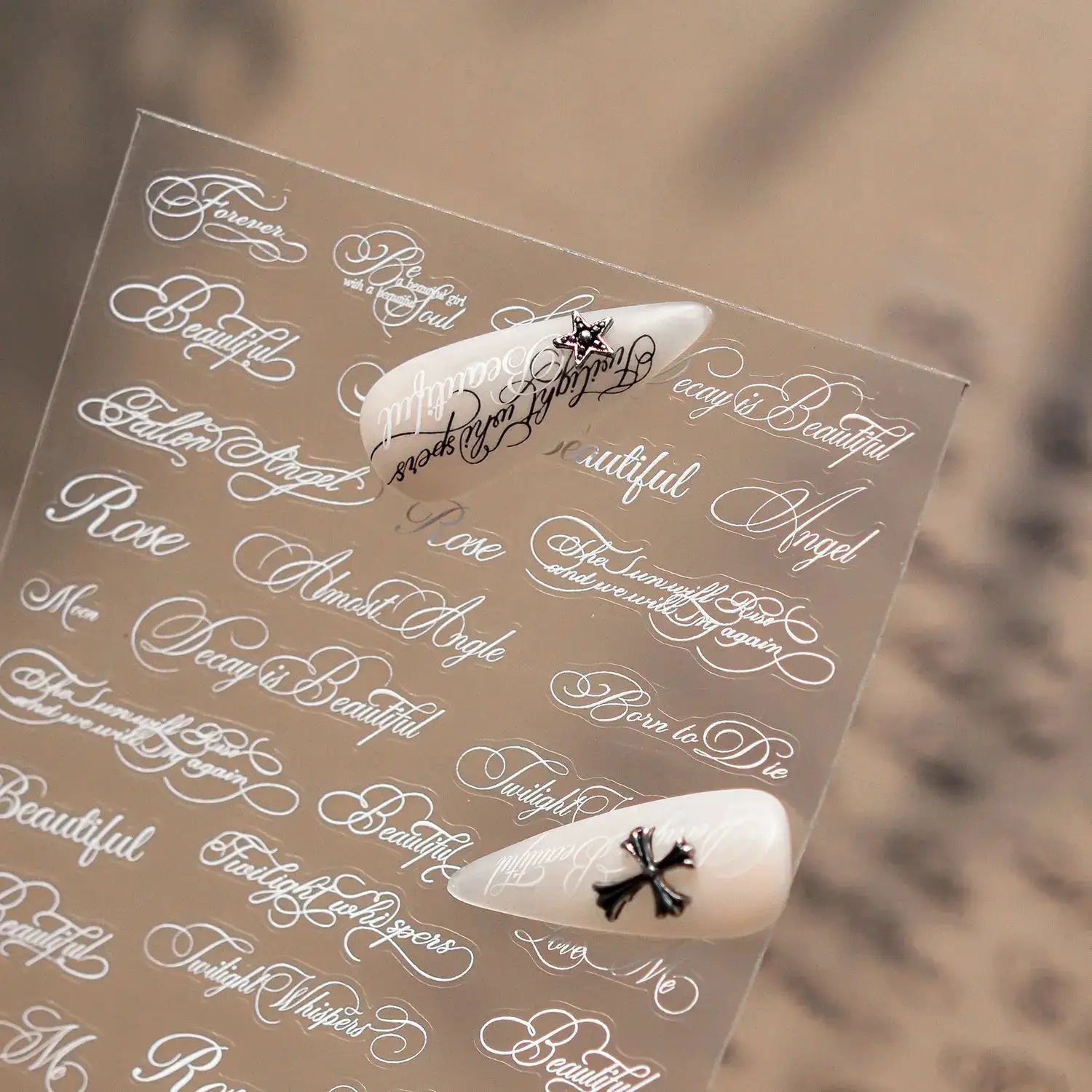 Nail Stickers | Black White Letters | PriceLows™