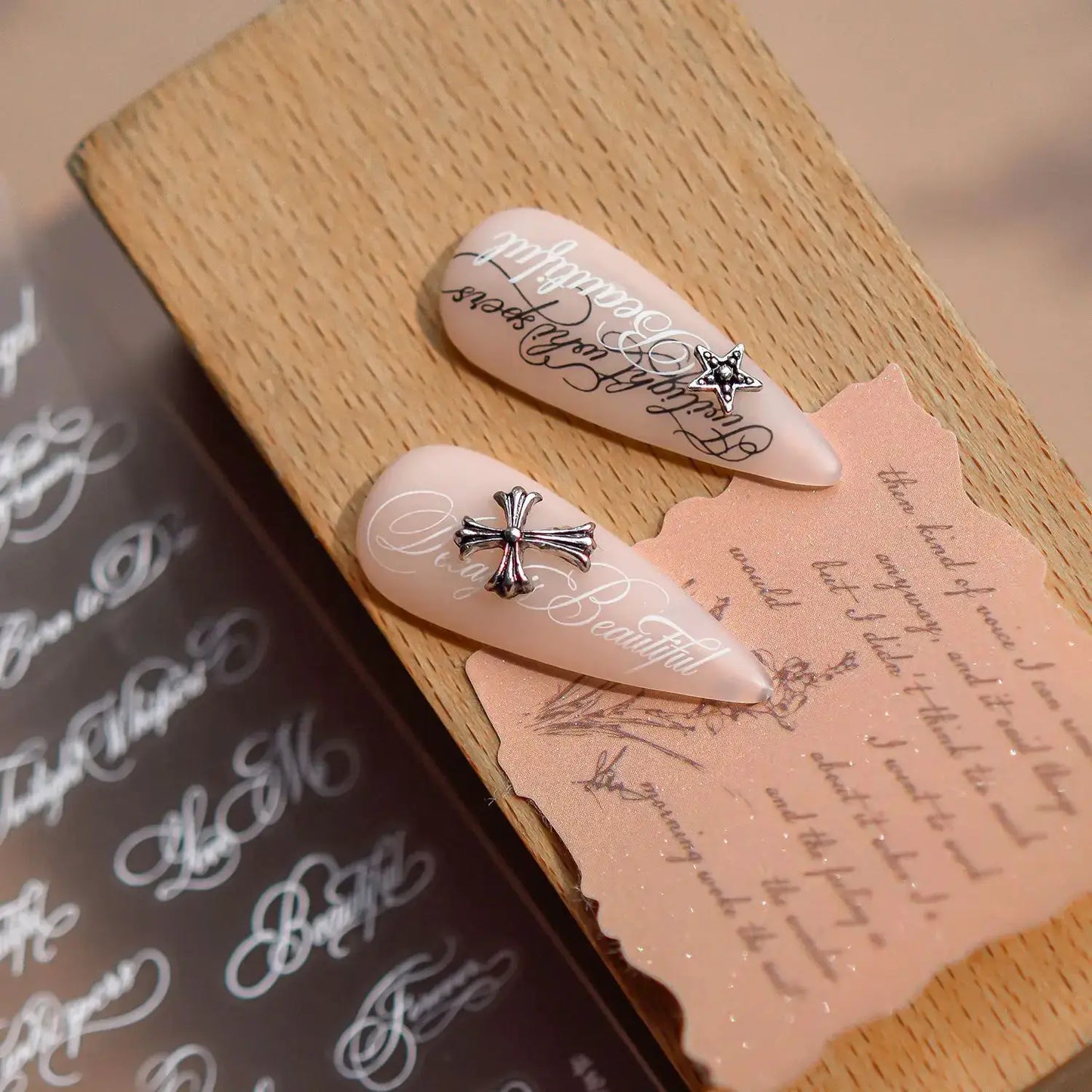 Nail Stickers | Black White Letters | PriceLows™
