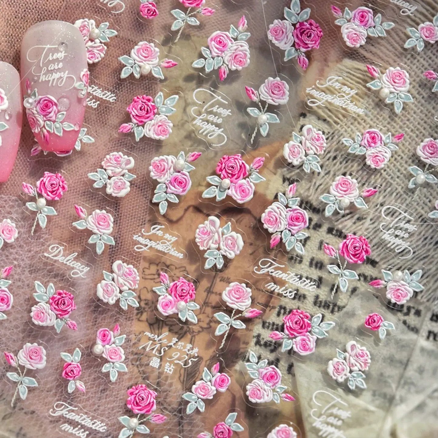 Nail Stickers | Black White Letters | PriceLows™